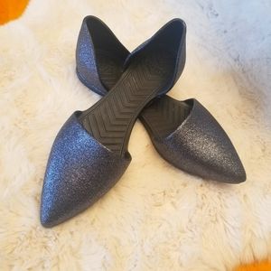 Native Audrey Black/silver sparkle sz 8